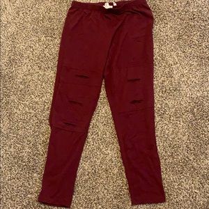 Burgundy leggings